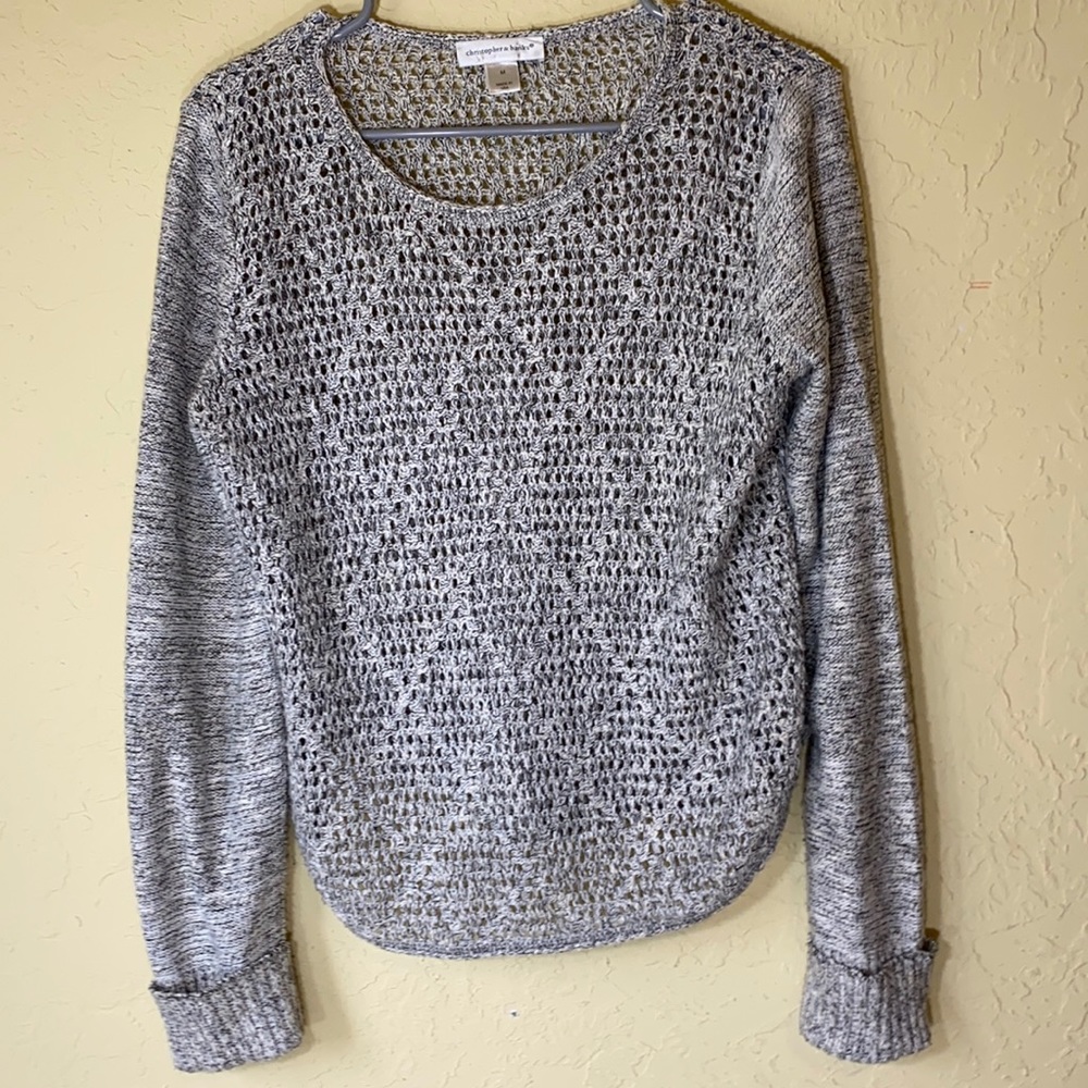 CHRISTOPHER & BANKS white and black sweater MEDIUM